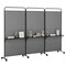 3-Panel Folding Room Divider with 3 Metal Shelves and Lockable Wheels